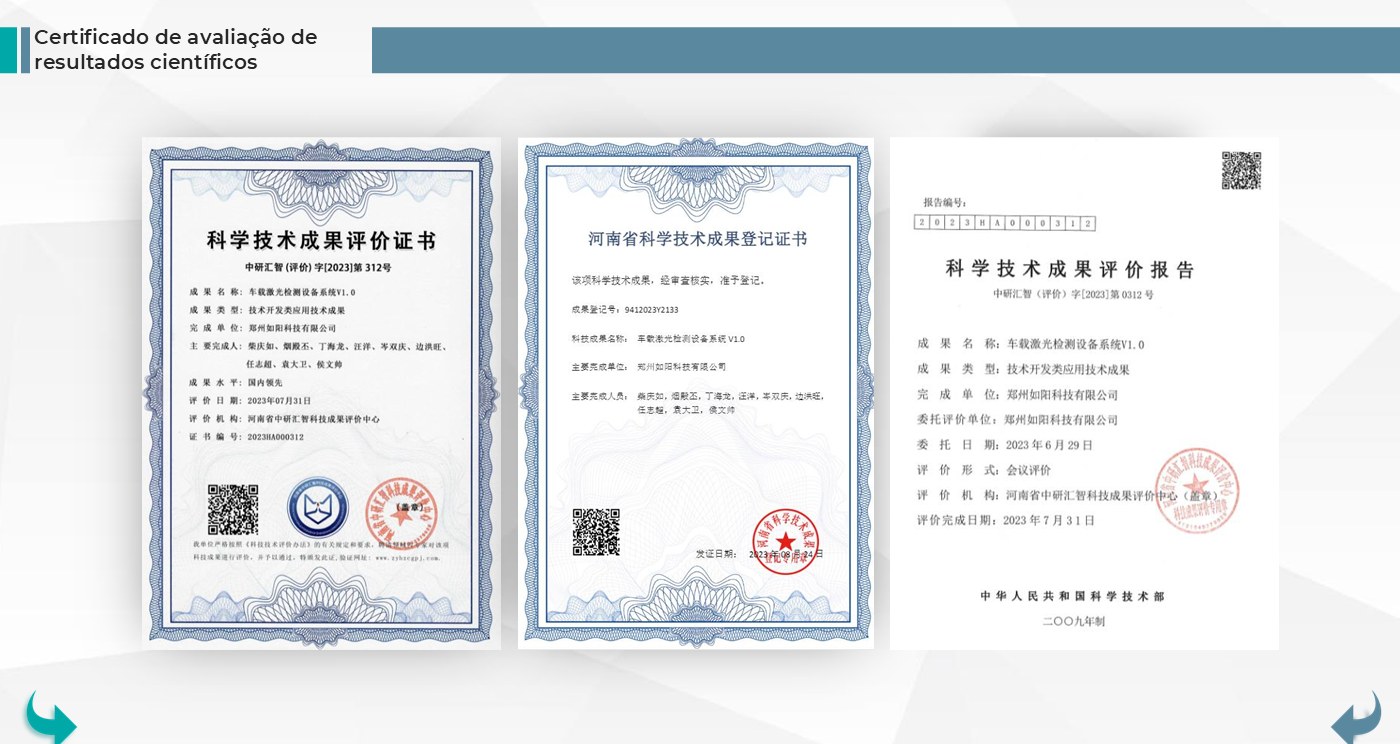 Certificado de avaliação de resultados científicos